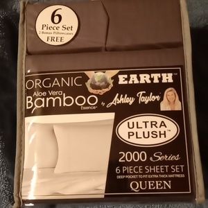 Sheet Set Queen Bamboo Organic Earth 6 Piece ultra plush dark grey New